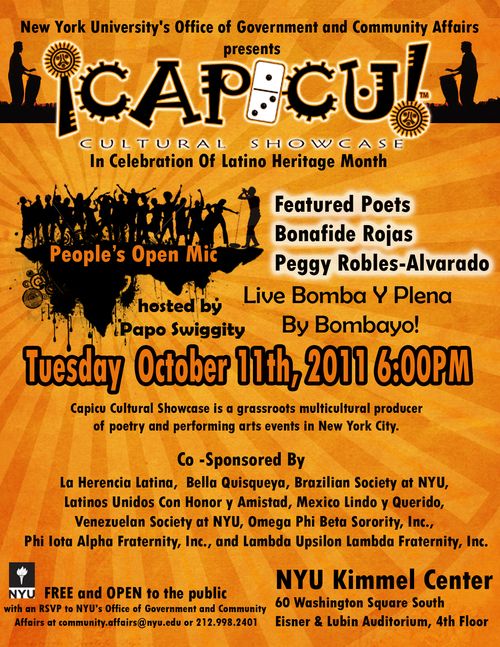 Free NYC Event: 10/11 Capicu Cultural Showcase @ NYU’s Kimmel Center